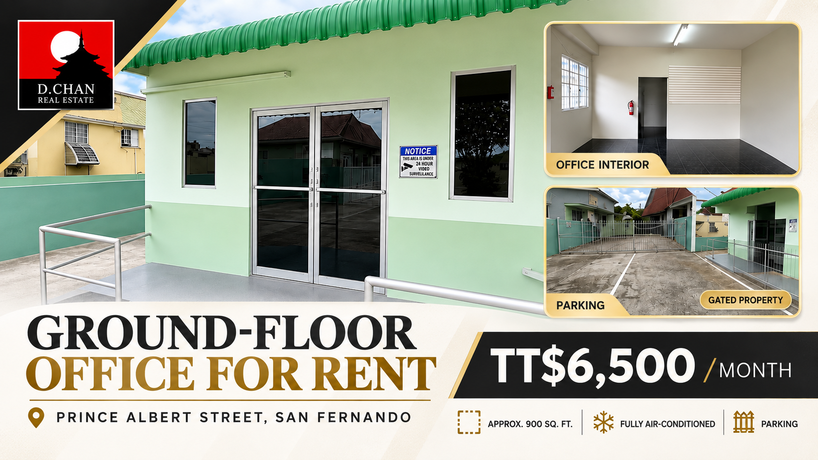 Ground-floor office space for rent on Prince Albert Street in San Fernando