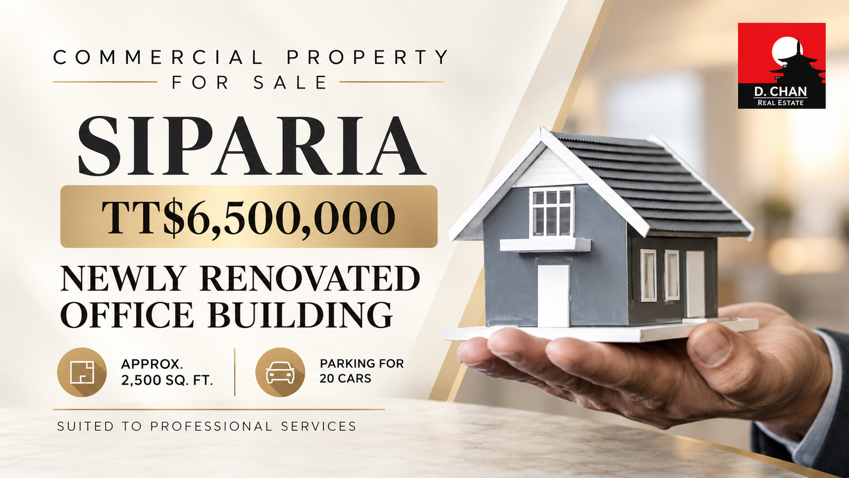 Promotional graphic for a commercial property for sale in Siparia