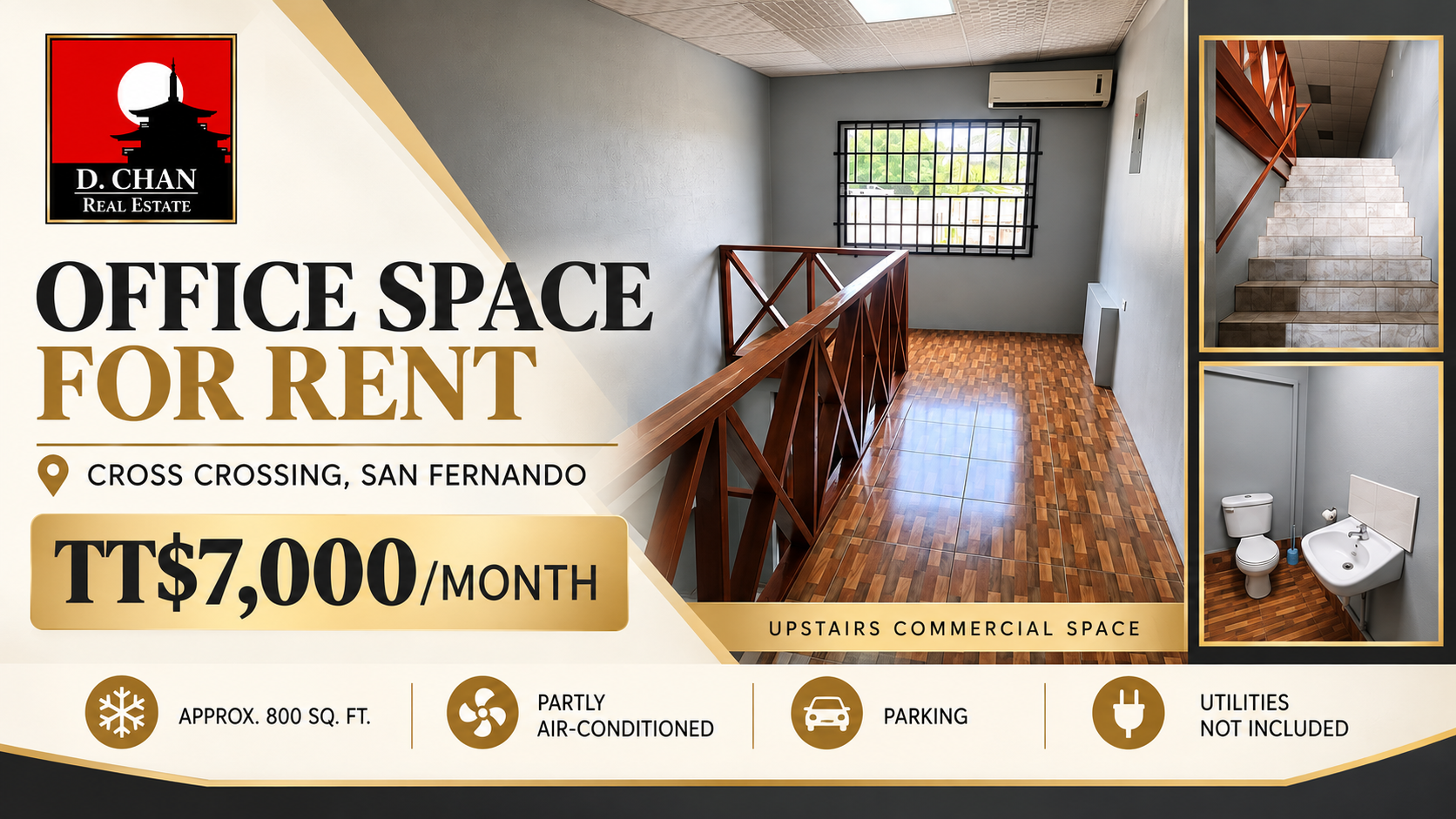 Upstairs office space for rent at Cross Crossing in San Fernando