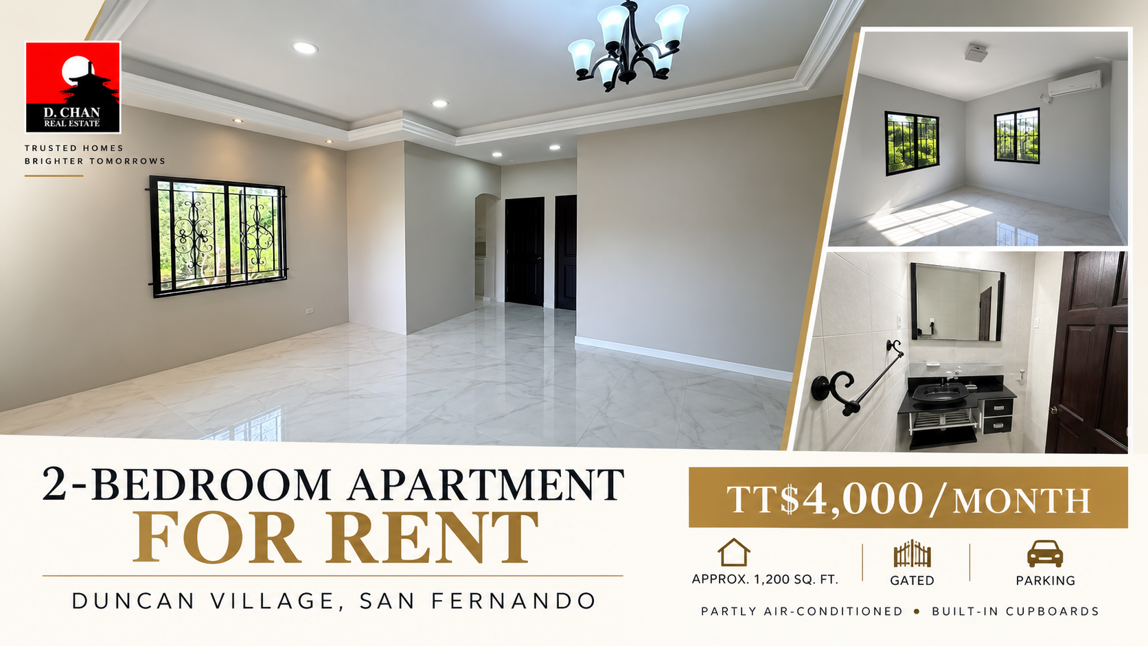 Modern interior of a 2-bedroom apartment for rent in Duncan Village